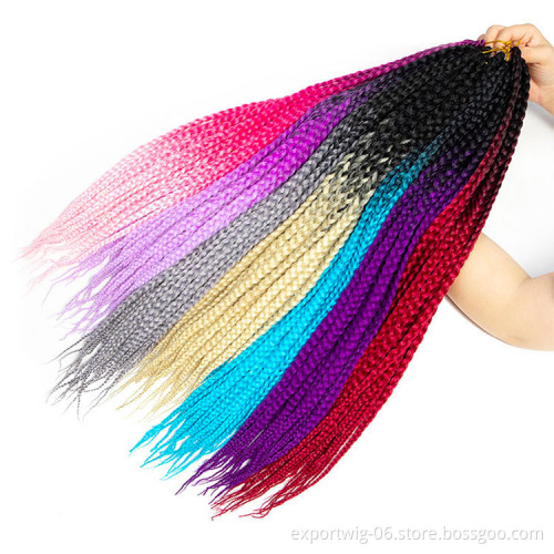 Box Twist Crochet Hair Attachment Box Braiding Solid And Ombre Two Three Color Synthetic Fiber 22 Inch Black Brown Pink